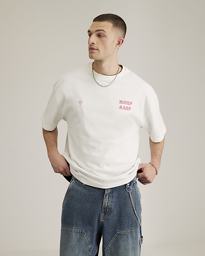 Real Hackney Dave White Norf Sarf T-Shirt