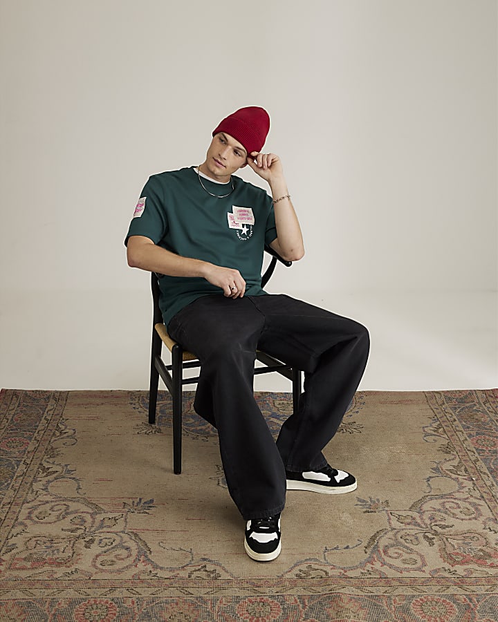 Real Hackney Dave Green Floral T-shirt