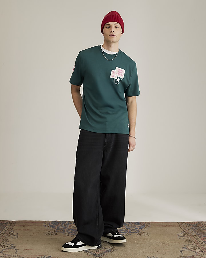 Real Hackney Dave Green Floral T-shirt