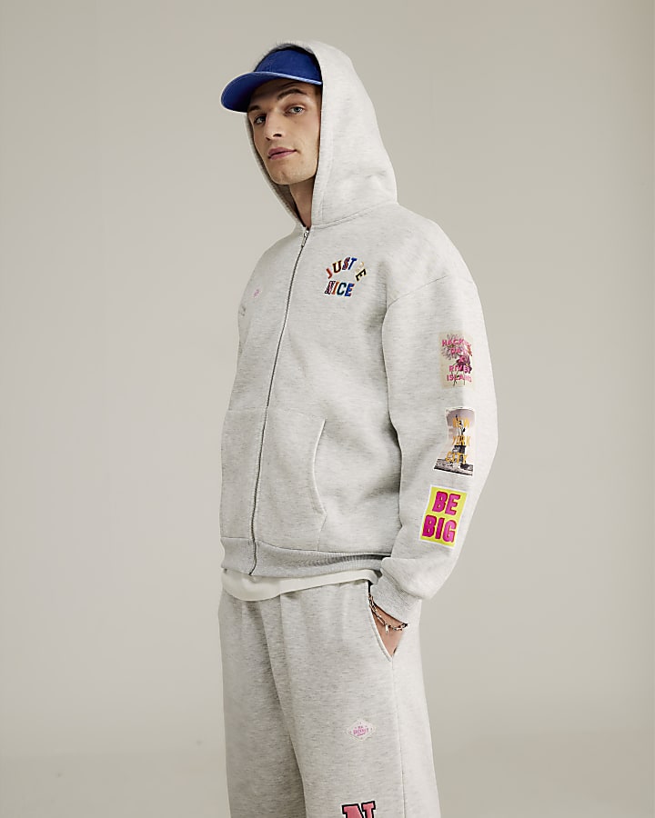 Real Hackney Dave Grey Badged Hoodie