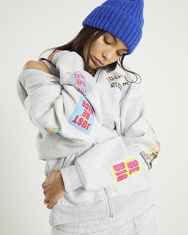 Real Hackney Dave Grey Badged Hoodie