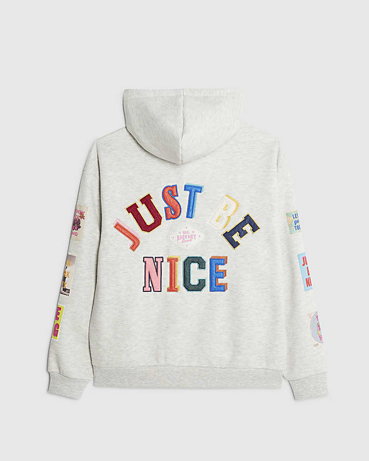 Real Hackney Dave Grey Badged Hoodie