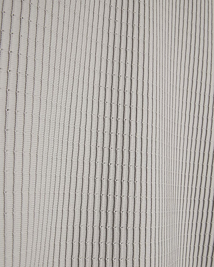 Grey Muscle Fit Knitted Funnel Jumper