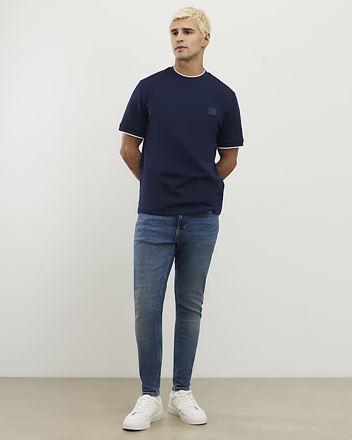 Navy Slim Fit MCMXII Badge T-Shirt