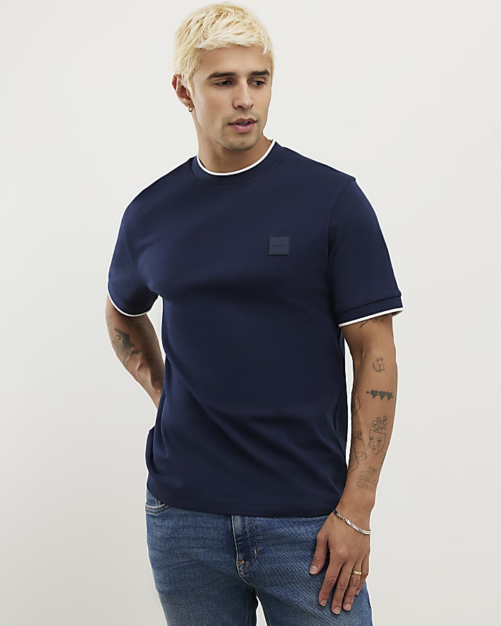 Navy Slim Fit MCMXII Badge T-Shirt