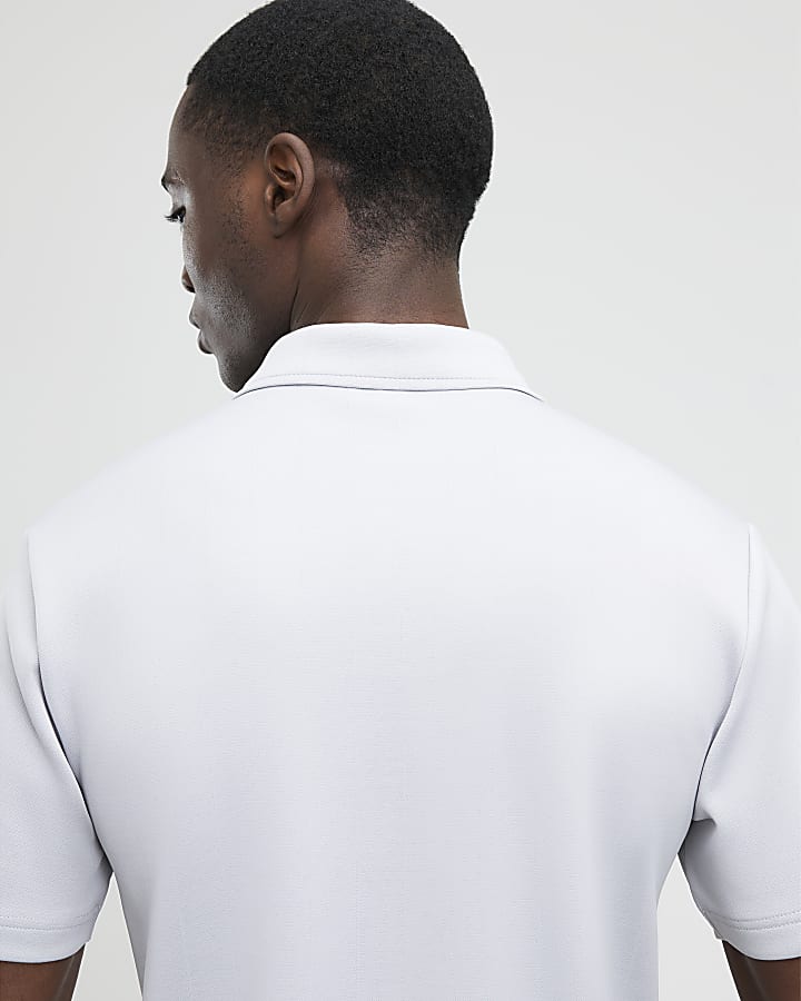 Grey Muscle Fit Les Amis Stripe Polo Shirt