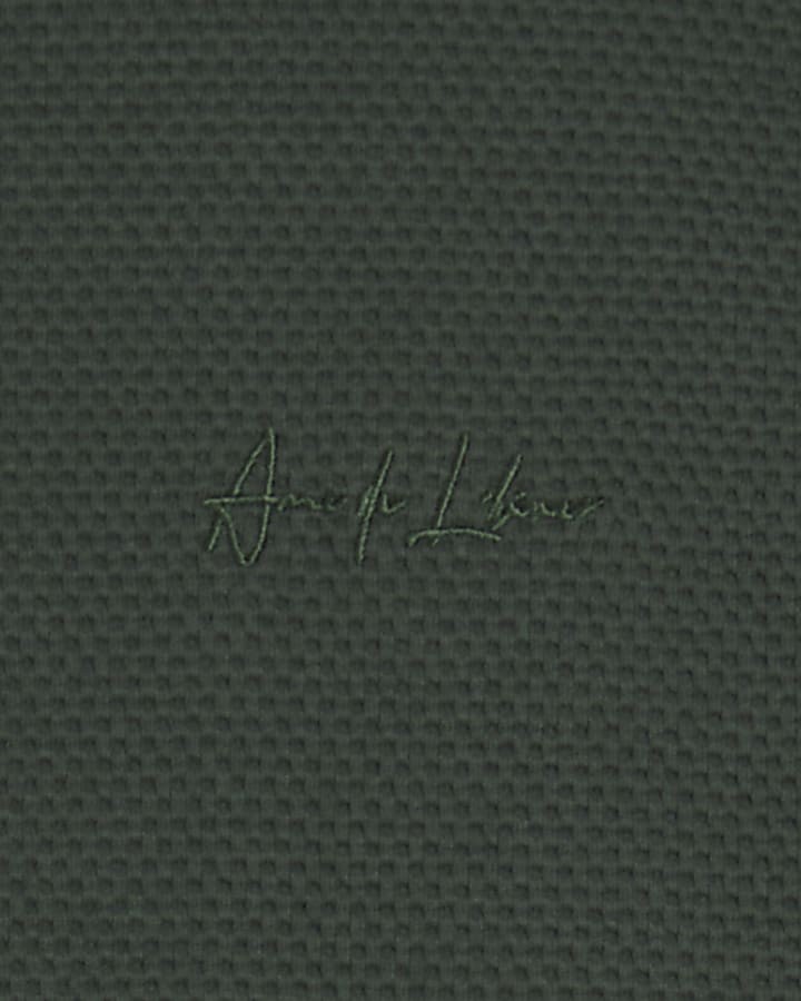 Khaki Slim Fit Textured T-Shirt