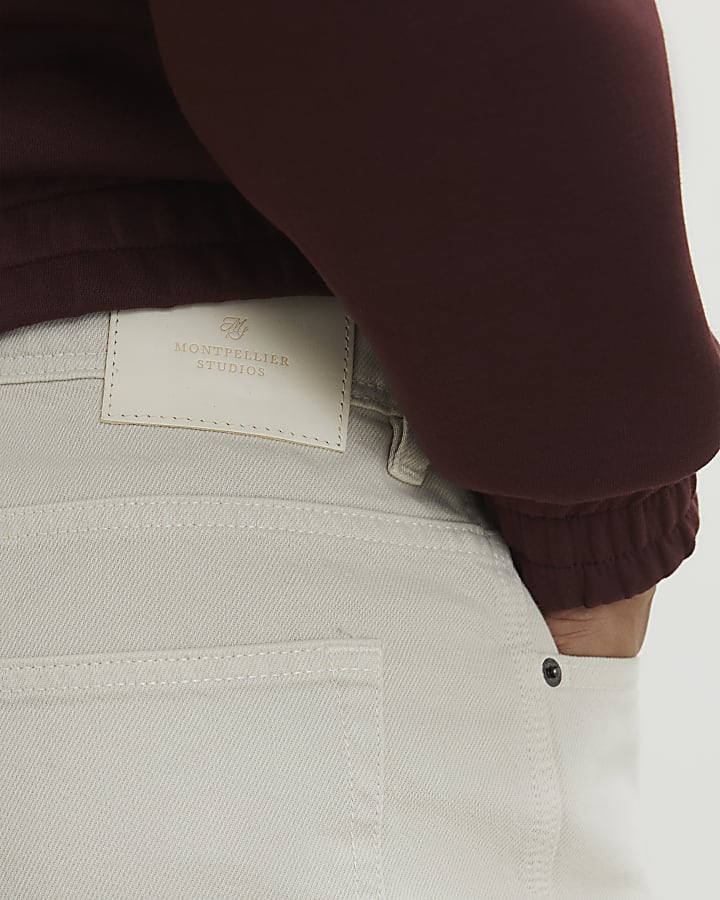 Cream Straight Leg Jeans