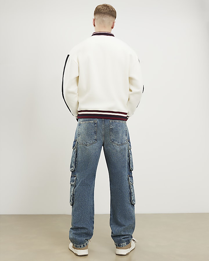 Blue Loose Fit Cargo Jeans