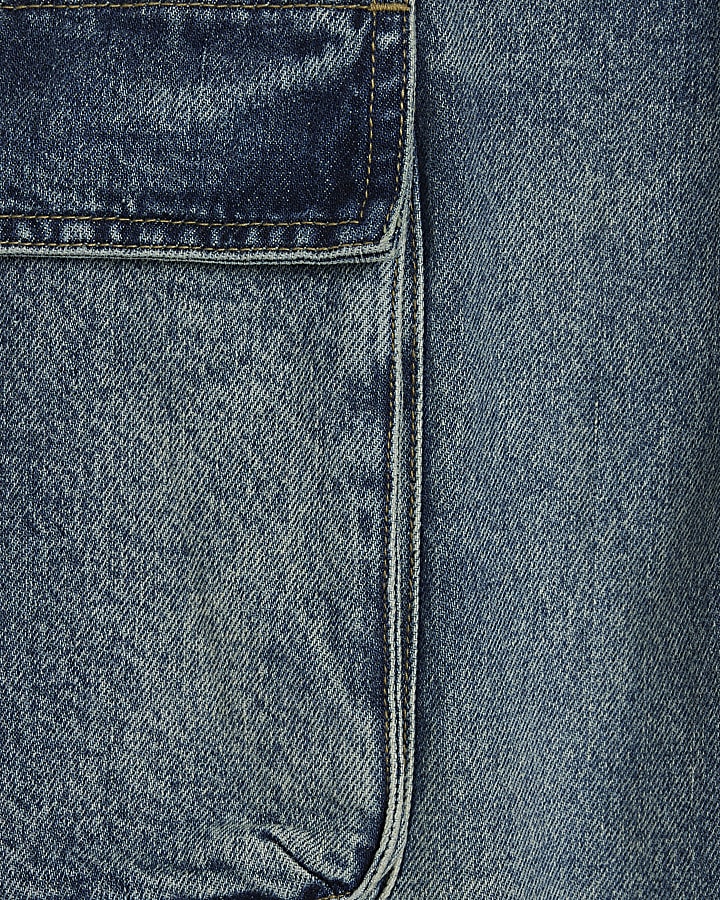 Blue Baggy Fit Cargo Jeans