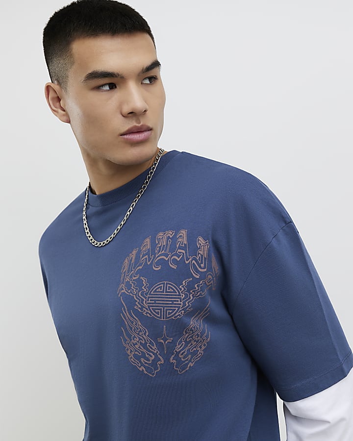 Blue Japanese Double Layered T-Shirt