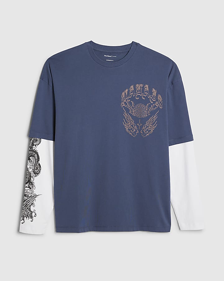 Blue Japanese Double Layered T-Shirt