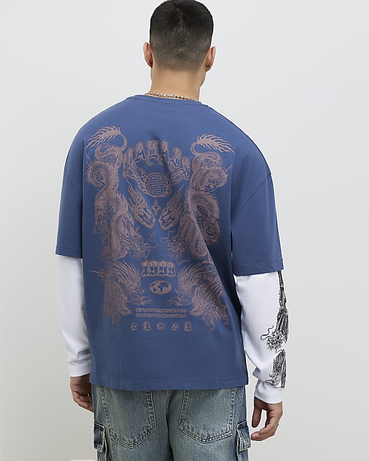 Blue Japanese Double Layered T-Shirt