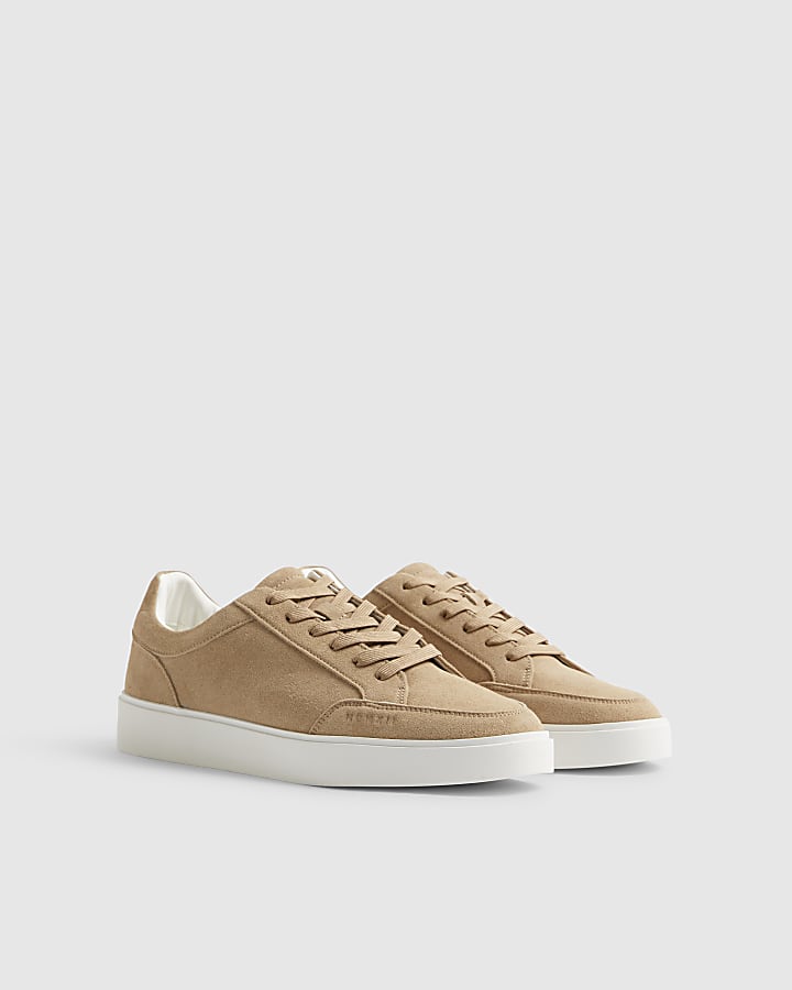 Beige Faux Suede Trainers