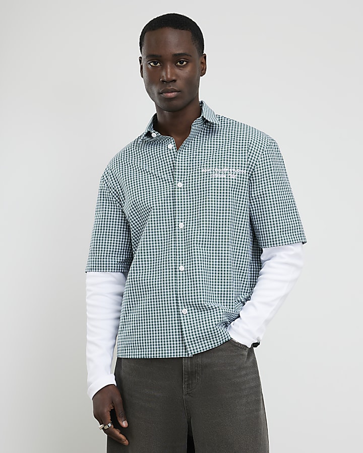 Green Regular Fit Double Layer Check Shirt