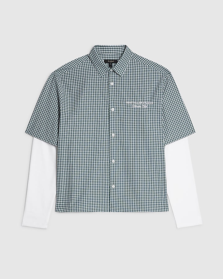 Green Regular Fit Double Layer Check Shirt
