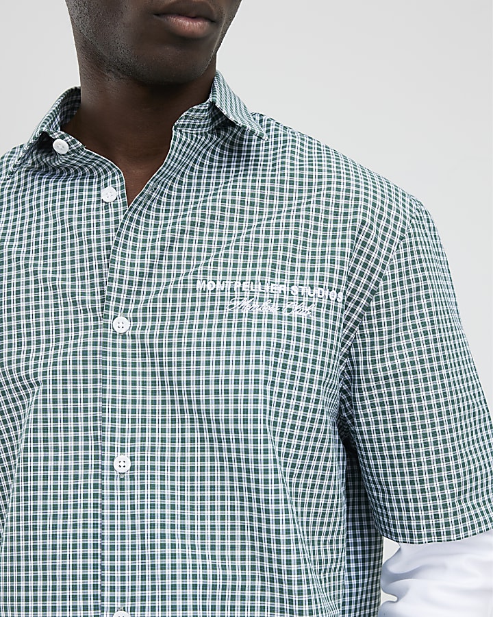 Green Regular Fit Double Layer Check Shirt