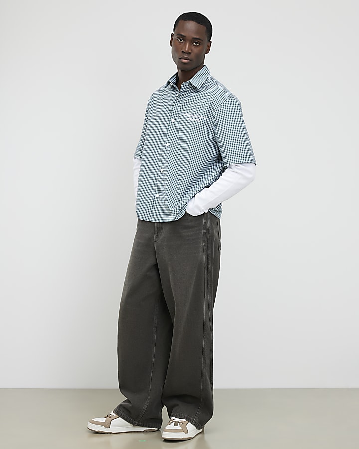 Green Regular Fit Double Layer Check Shirt