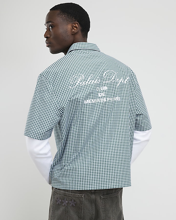 Green Regular Fit Double Layer Check Shirt