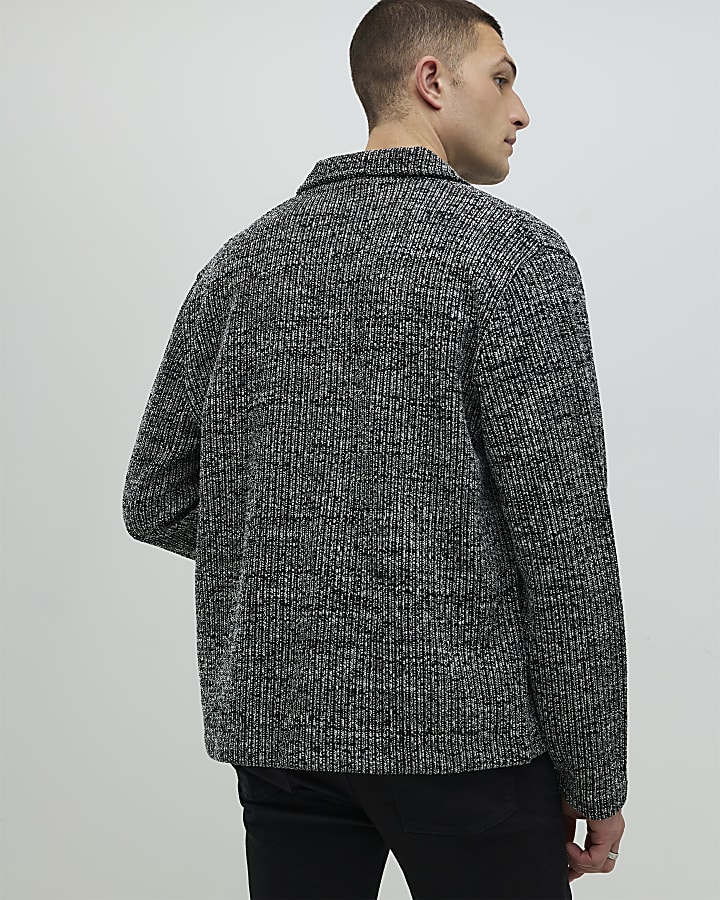 Grey Regular Fit Textured Shacket