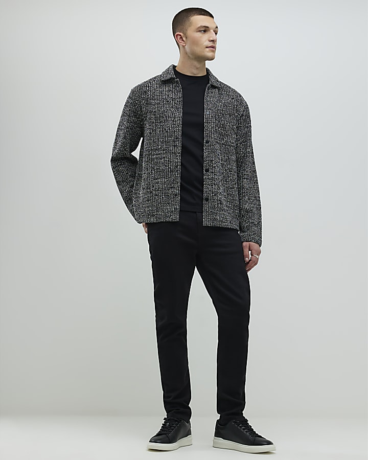 Grey Regular Fit Textured Shacket