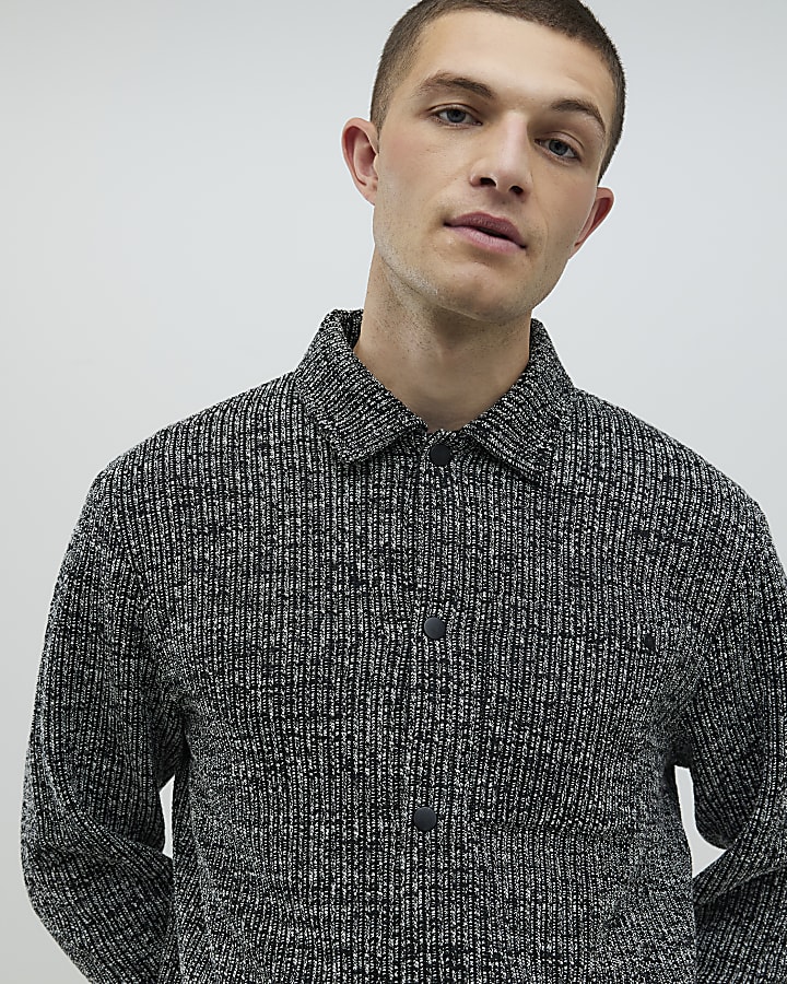 Grey Regular Fit Textured Shacket