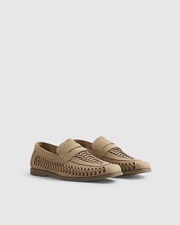Beige Interweave Loafers