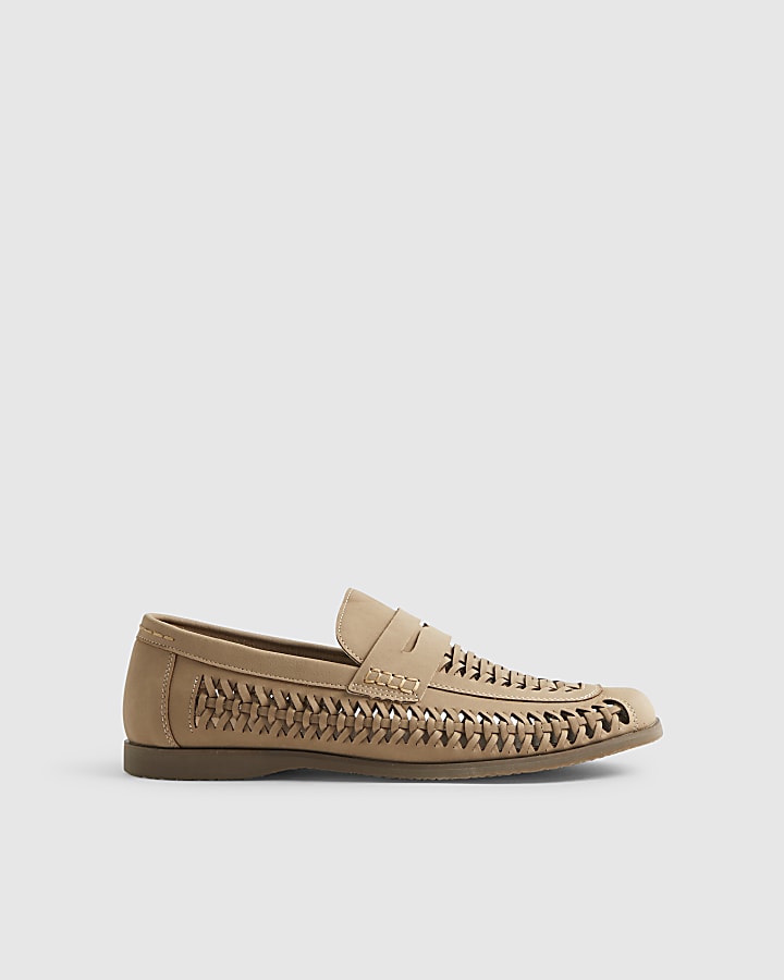 Beige Interweave Loafers