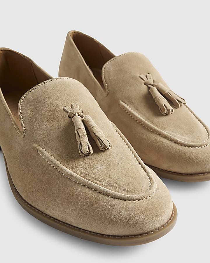 Beige Suede Loafers
