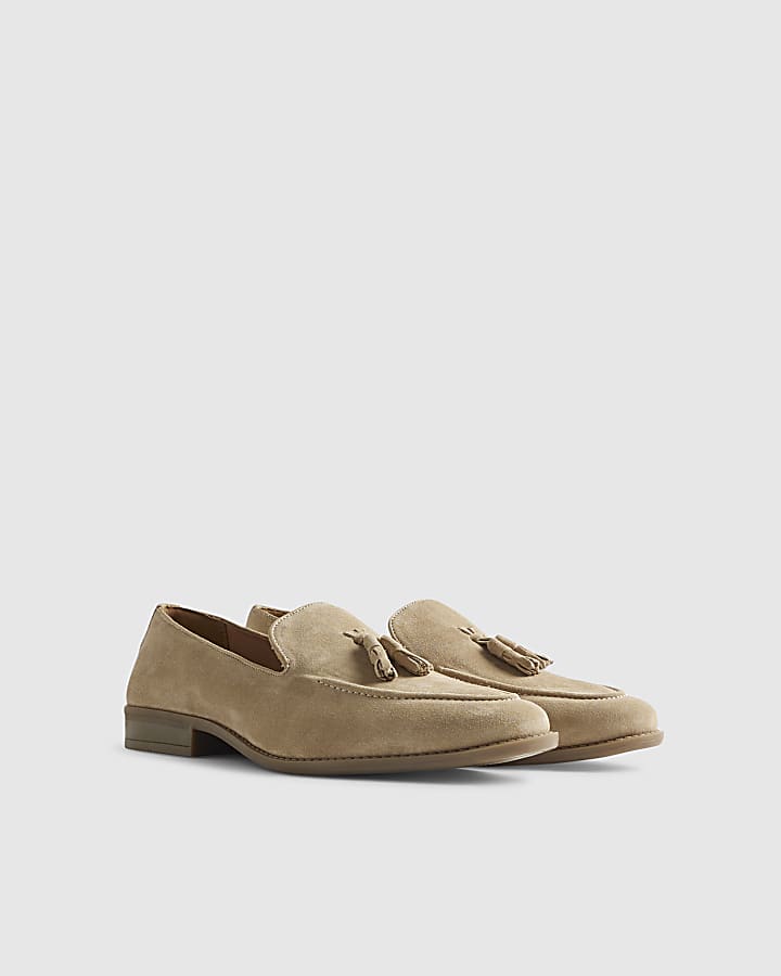 Beige Suede Loafers