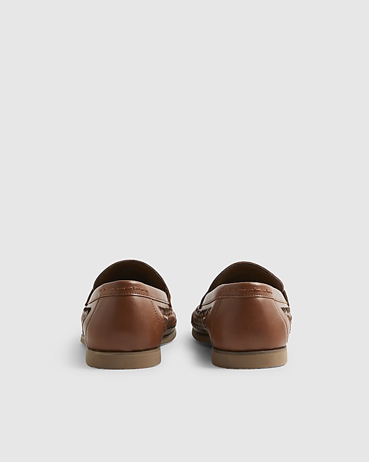 Brown Interweave Loafers