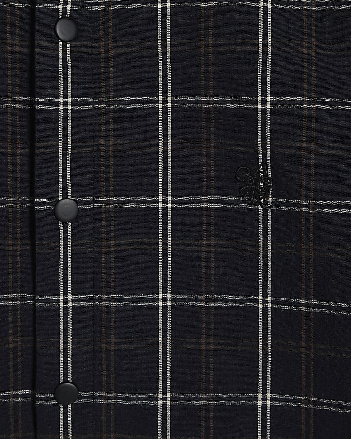 Black Slim Fit Check Shirt