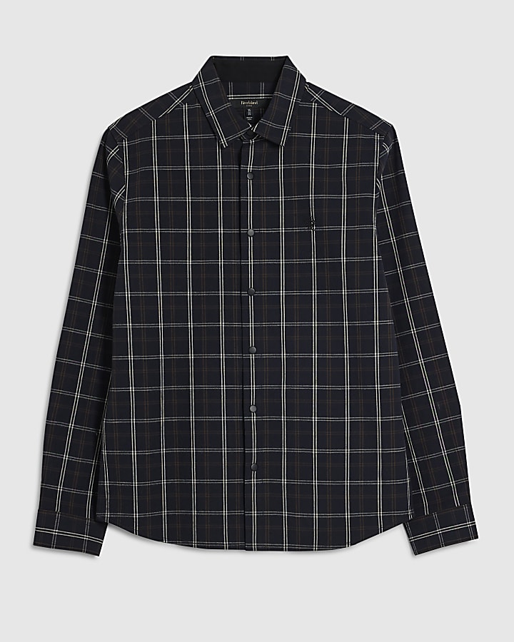Black Slim Fit Check Shirt