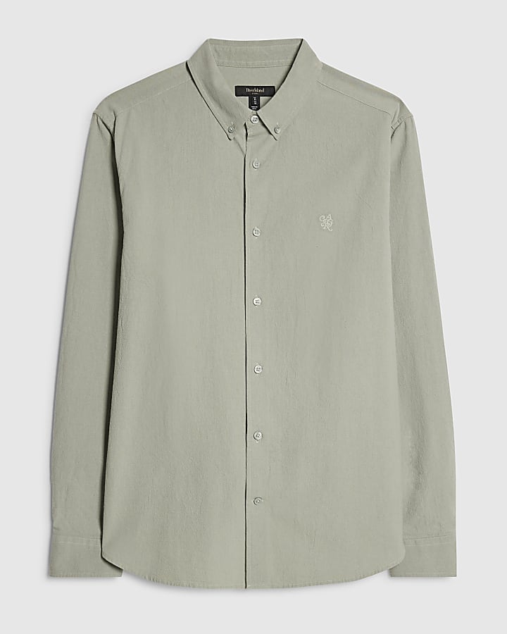Green Regular Fit Washed Cotton Shirt