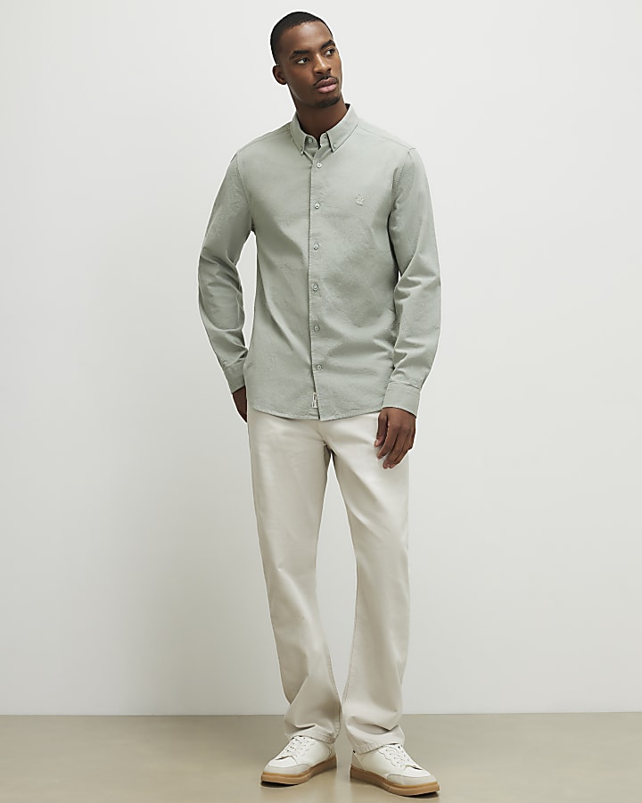Green Regular Fit Washed Cotton Shirt