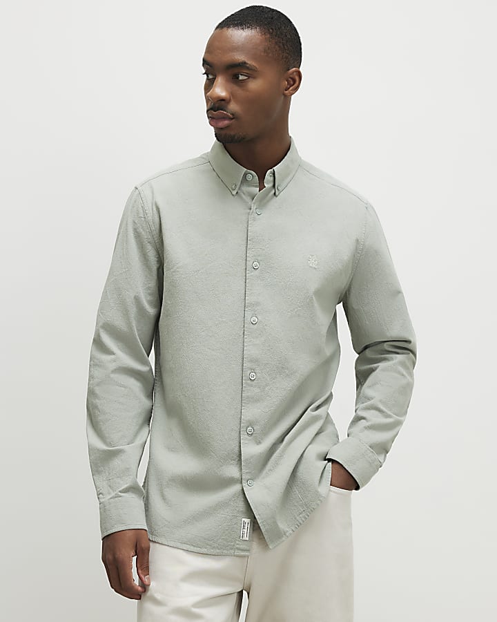 Green Regular Fit Washed Cotton Shirt