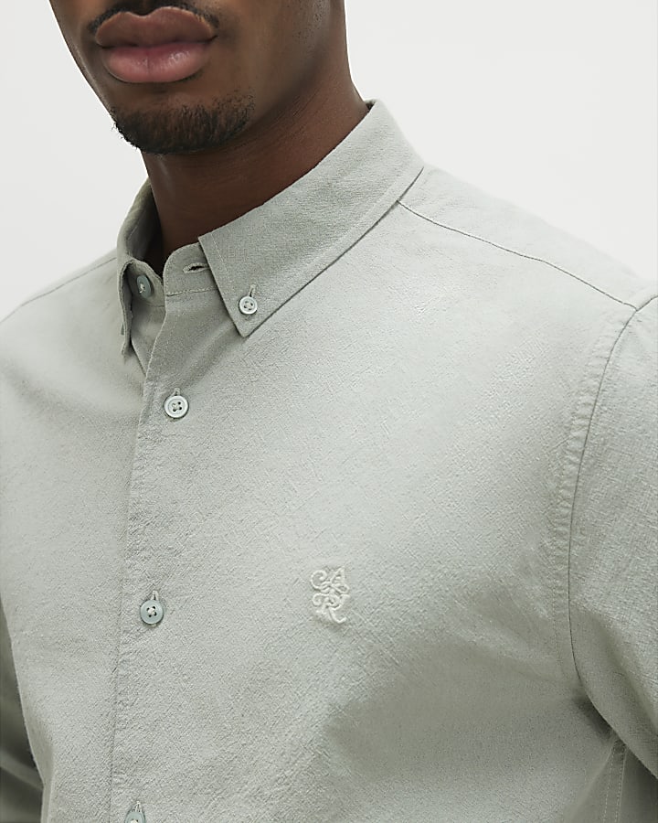 Green Regular Fit Washed Cotton Shirt