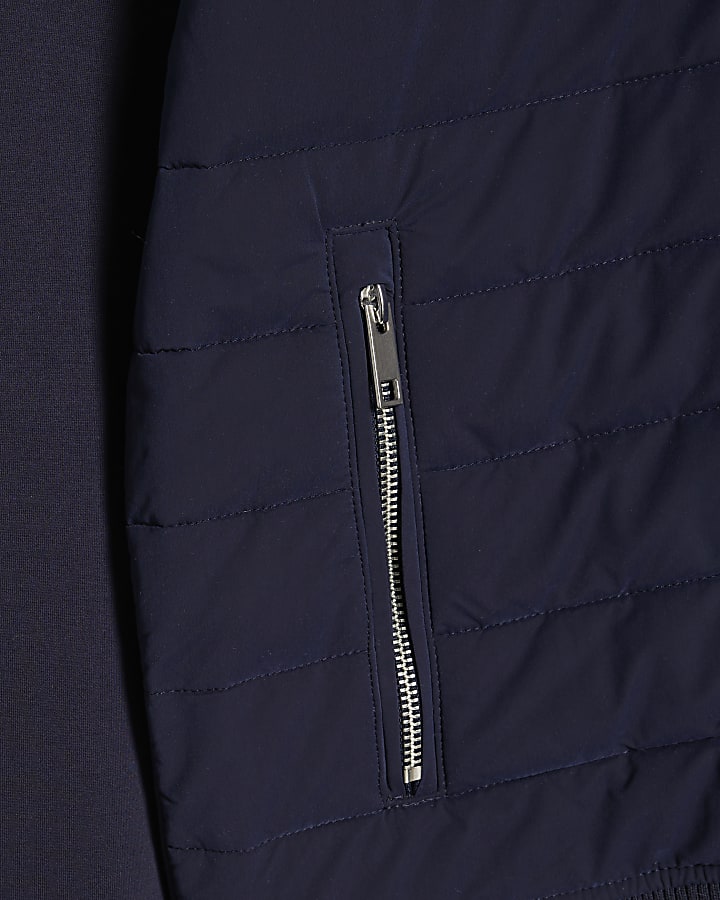 Navy Badged Funnel Neck Jacket