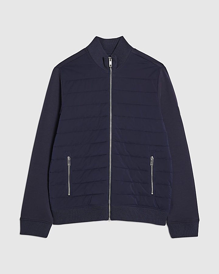 Navy Badged Funnel Neck Jacket