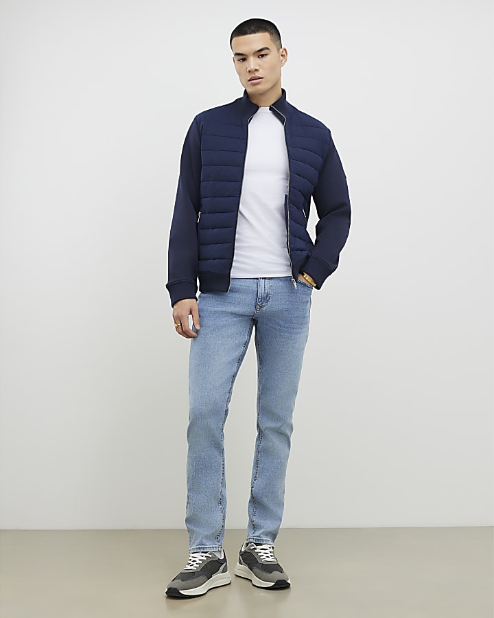 Navy Badged Funnel Neck Jacket