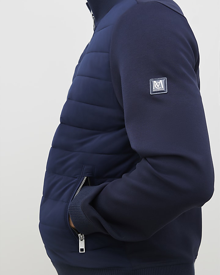 Navy Badged Funnel Neck Jacket
