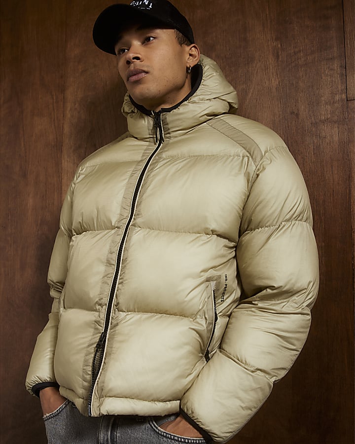 Green Badged Hooded Puffer Jacket