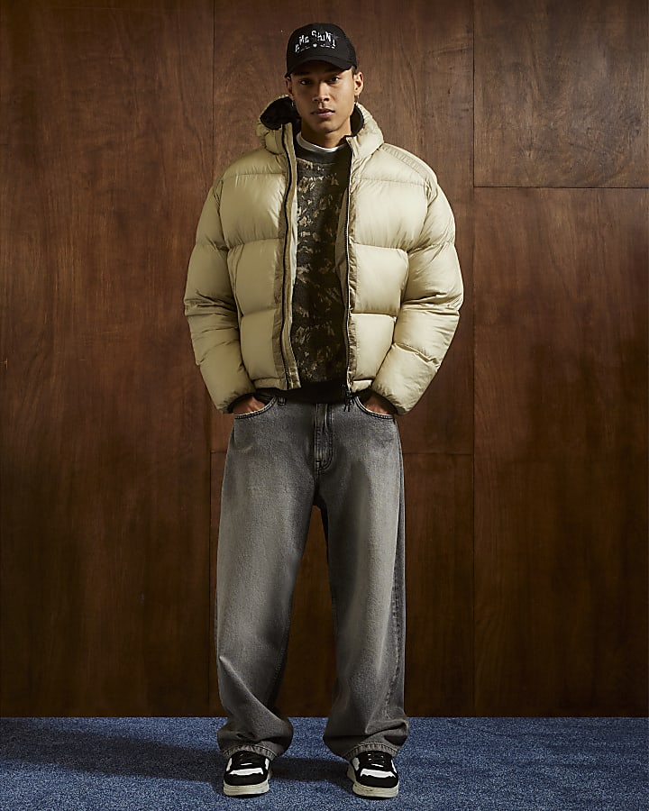 Green Badged Hooded Puffer Jacket