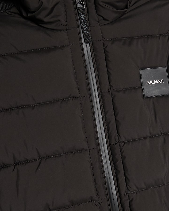 Black Badged Hooded Puffer Jacket