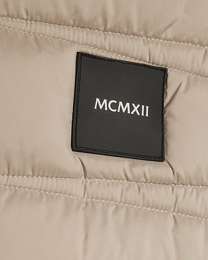 Beige Badged Puffer Gilet