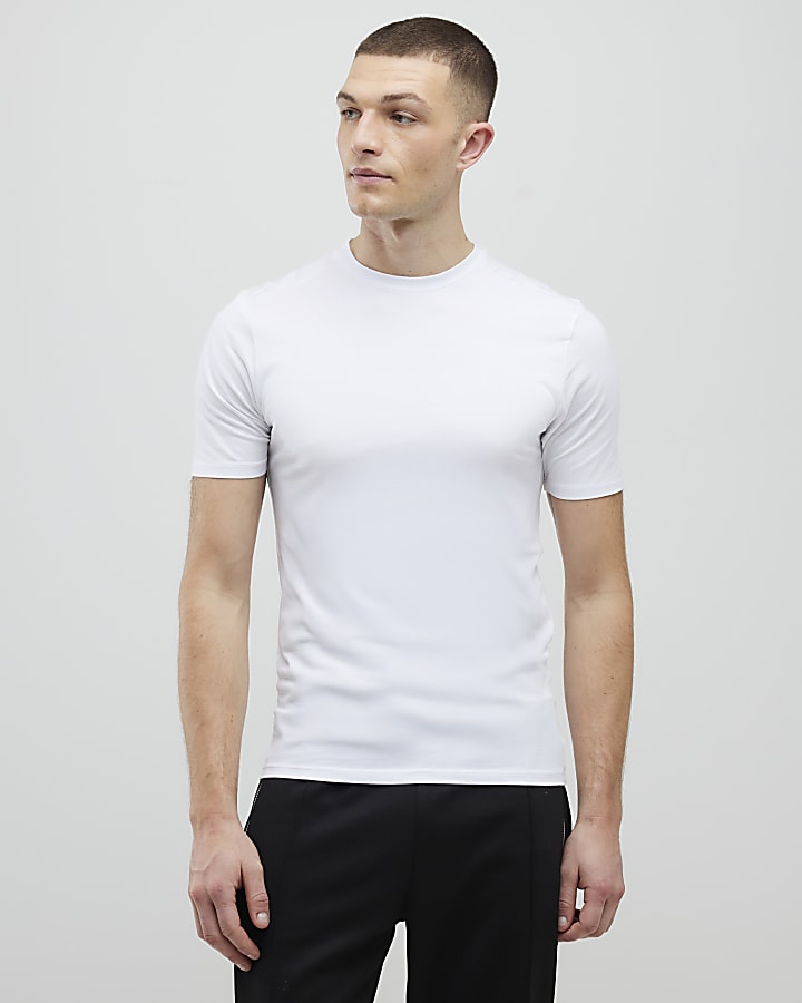 White Muscle Fit Muscle T-Shirt