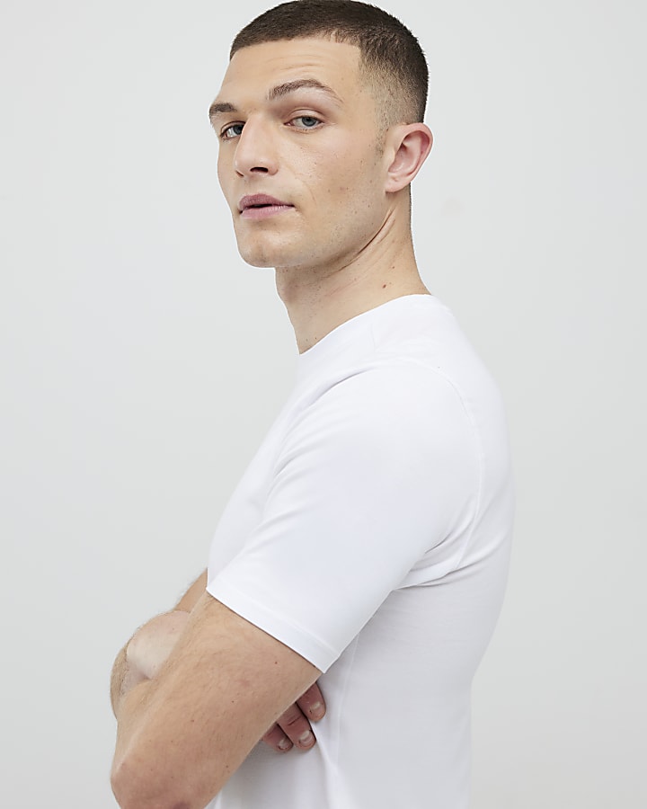 White Muscle Fit Muscle T-Shirt