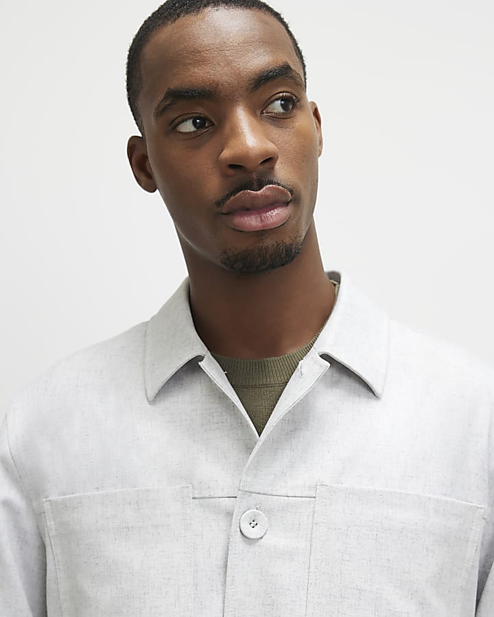 Grey Button Down Shacket