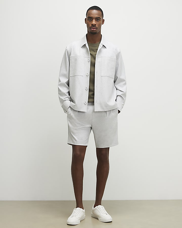 Grey Slim Fit Pull On Shorts