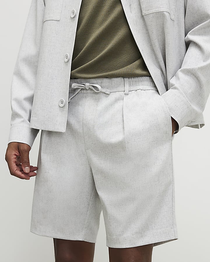 Grey Slim Fit Pull On Shorts